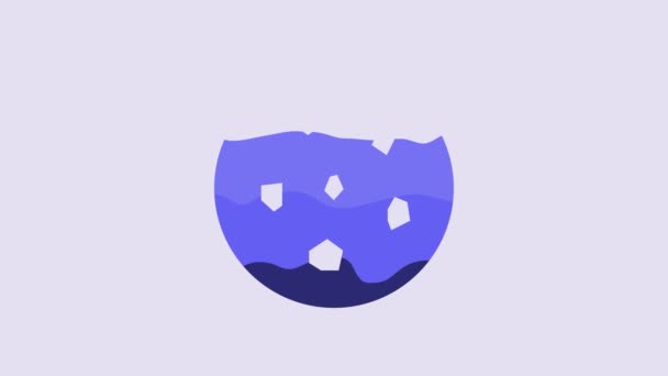 Blue Cookie Biscuit Chocolate Icon Isolated Purple Background Video Motion — Stock video