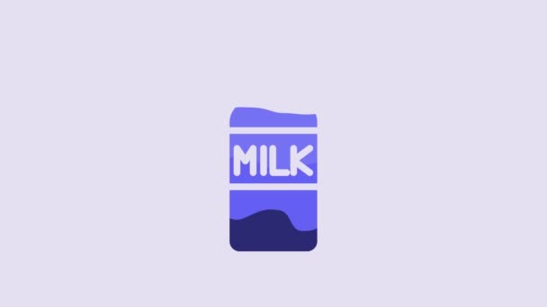 Blue Closed Glass Bottle Milk Icon Isolated Purple Background Video — Video