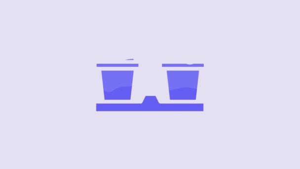 Blue Coffee Cup Icon Isolated Purple Background Video Motion Graphic — Stock Video