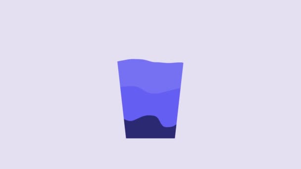 Блакитна Кавова Чашка Ікони Ізольована Фіолетовому Фоні Відеографічна Анімація — стокове відео