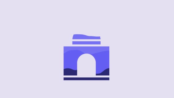 Blue Manual Coffee Grinder Icon Isolated Purple Background Video Motion — Wideo stockowe
