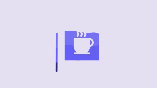 Blue Street Signboard Coffee Icon Isolated Purple Background Video Motion — Stockvideo