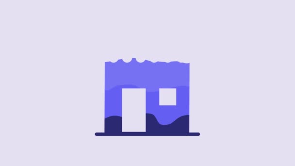 Blue Coffee Shop Icon Isolated Purple Background Video Motion Graphic — Stok Video
