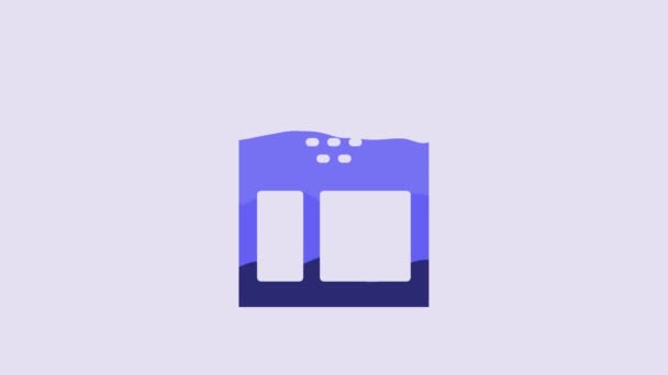 Blue Bag Ikony Ziaren Kawy Izolowane Fioletowym Tle Animacja Graficzna — Wideo stockowe
