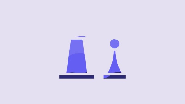 Синий Шахматный Значок Выделен Фиолетовом Фоне Бизнес Стратегия Игра Управление — стоковое видео