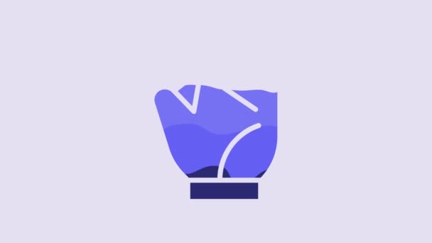 Синий Бейсбольная Перчатка Значок Изолирован Фиолетовом Фоне Видеографическая Анимация — стоковое видео