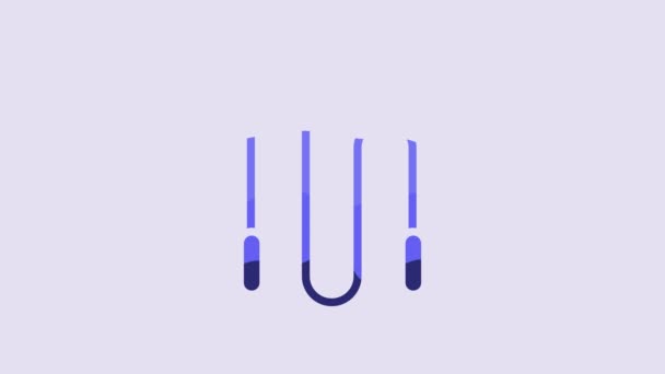 Иконка Синий Прыжок Выделена Фиолетовом Фоне Скакалка Спортивное Оборудование Видеографическая — стоковое видео