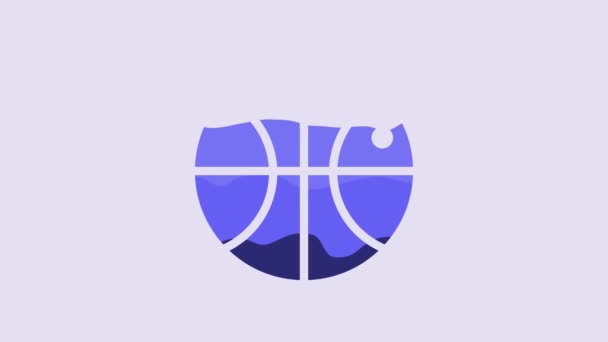 Blue Basketball Ball Icon Isolated Purple Background Sport Symbol Video — ストック動画