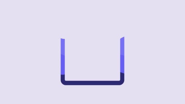 青の浴室のスケールのアイコンは紫色の背景で隔離される 重量測定装置 体重計フィットネススポーツのコンセプト 4Kビデオモーショングラフィックアニメーション — ストック動画