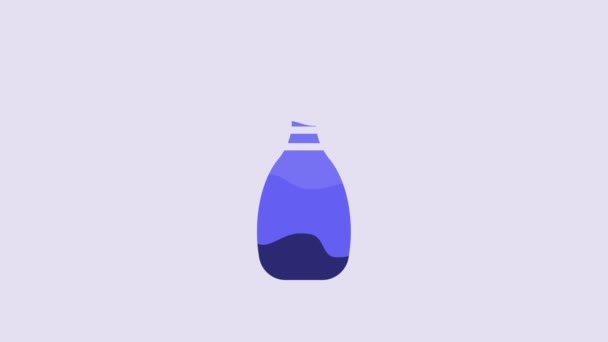 Blue Bowling Pin Icon Isolated Purple Background Video Motion Graphic — Vídeo de stock