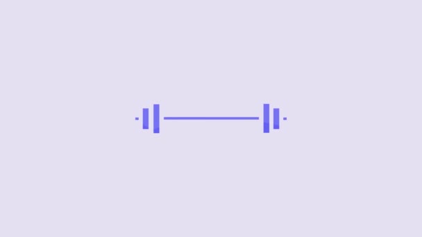 Синий Штанга Иконка Изолирована Фиолетовом Фоне Икона Поднятия Мышц Фитнес — стоковое видео