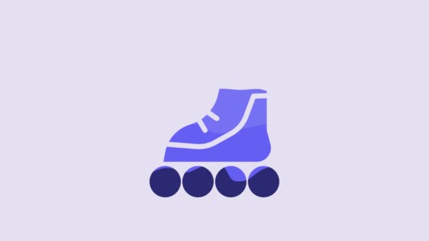 Blue Roller Skate Icon Isolated Purple Background Video Motion Graphic — ストック動画
