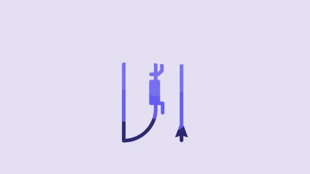 蓝色弓和箭在颤动图标孤立在紫色背景 4K视频运动图形动画 — 图库视频影像