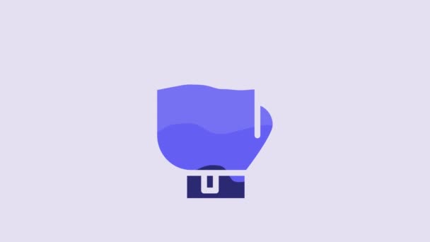 Blue Boxing Glove Icon Isolated Purple Background Video Motion Graphic — Video