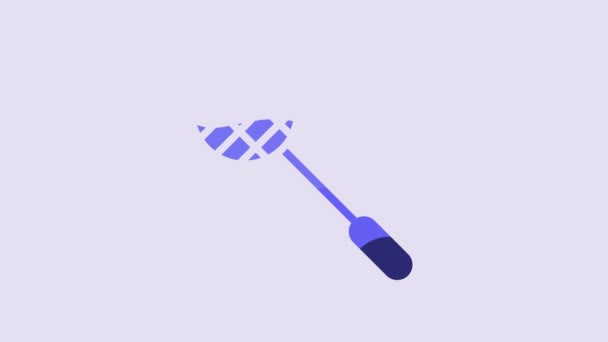 Blue Tennis Racket Icon Isolated Purple Background Sport Equipment Video — Stockvideo