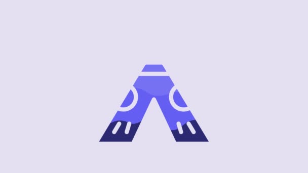 Azul Tradicional Indio Tipi Wigwam Icono Aislado Sobre Fondo Púrpura — Vídeos de Stock