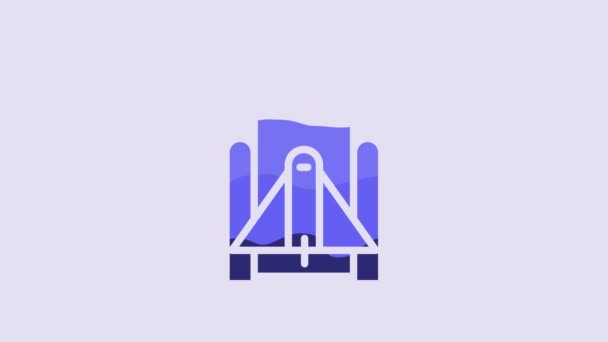 Blue Rocket Launch Spaceport Icon Isolated Purple Background Launch Rocket — Vídeo de Stock