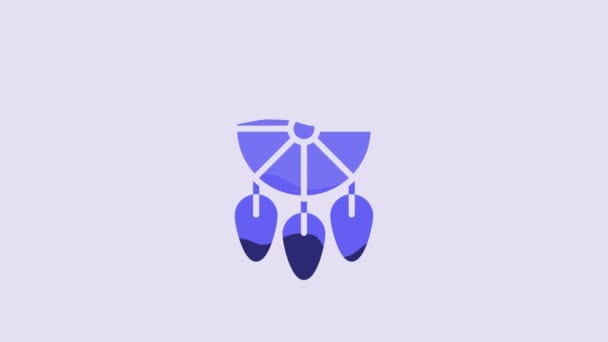 Blue Dream Catcher Feathers Icon Isolated Purple Background Video Motion — Stok video