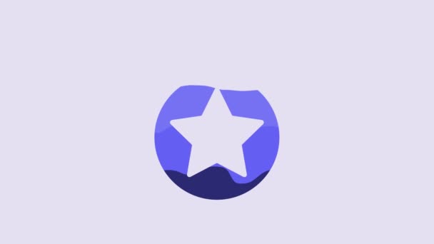 紫色の背景に隔離された青いカノテンウォーターボトルのアイコン 観光フラスコのアイコン キャンペーンで水の使用のジャー 4Kビデオモーショングラフィックアニメーション — ストック動画