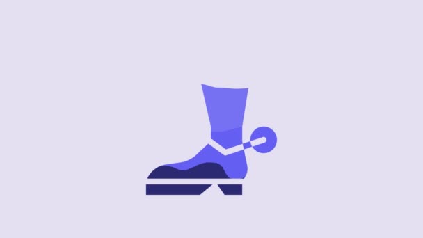 Blue Cowboy Boot Icon Isolated Purple Background Video Motion Graphic — Stock video