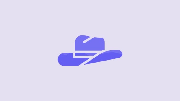Blue Western Cowboy Hat Icon Isolated Purple Background Video Motion — Stockvideo