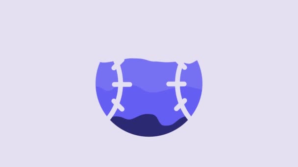 Blue Baseball Ball Icon Isolated Purple Background Video Motion Graphic — Vídeo de Stock