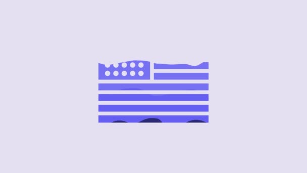 Ikona Niebieskiej Flagi Odizolowana Fioletowym Tle Flaga Usa Stany Zjednoczone — Wideo stockowe