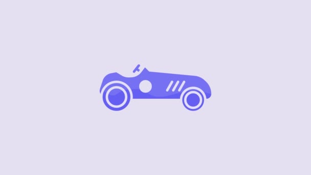 Blue Vintage Sport Racing Car Icon Isolated Purple Background Video — Wideo stockowe