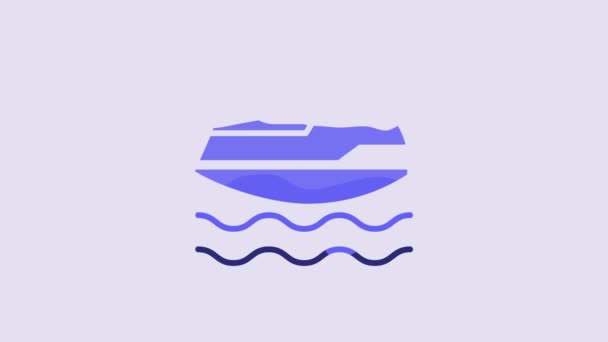 Blue Jet Ski Icon Isolated Purple Background Water Scooter Extreme — 图库视频影像