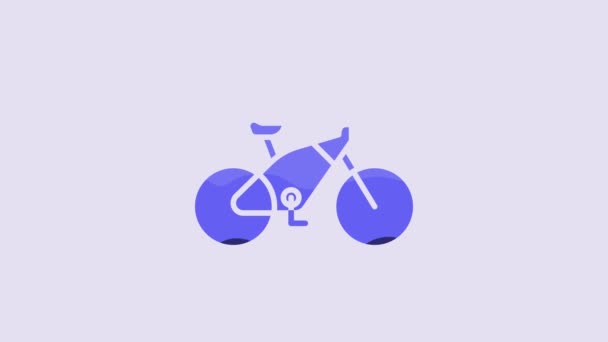 Icono Bicicleta Azul Aislado Sobre Fondo Morado Carrera Bicicletas Deporte — Vídeos de Stock