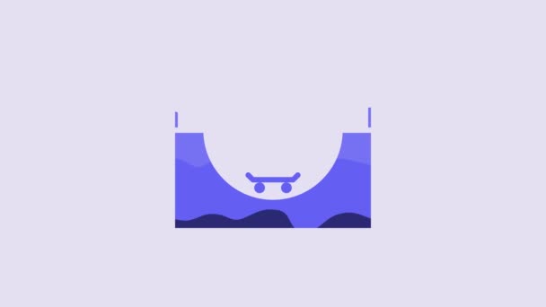 Ікона Парку Blue Skate Ізольована Фіолетовому Тлі Набір Пандусів Роликів — стокове відео
