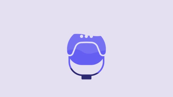 Голубой Шлем Значок Экшн Камеры Выделены Фиолетовом Фоне Видеографическая Анимация — стоковое видео
