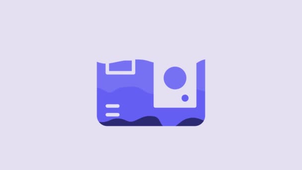 Blue Action Extreme Camera Icon Isolated Purple Background Video Camera — Vídeo de stock