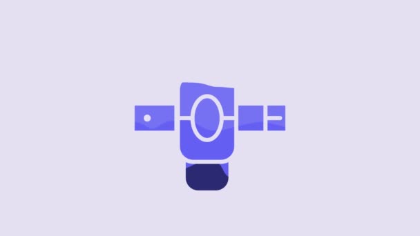 Blue Knee Pads Icon Isolated Purple Background Extreme Sport Skateboarding — Vídeo de Stock