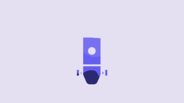 Blue Longboard or skateboard cruiser icon isolated on purple background. Extreme sport. Sport equipment. 4K Video motion graphic animation.