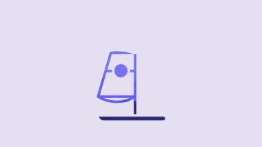 Blue Windsurfing icon isolated on purple background. 4K Video motion graphic animation.