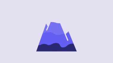 Blue Mountains icon isolated on purple background. Symbol of victory or success concept. 4K Video motion graphic animation.