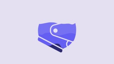 Blue Helmet icon isolated on purple background. Extreme sport. Sport equipment. 4K Video motion graphic animation.