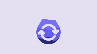 Blue Recycle clean aqua icon isolated on purple background. Drop of water with sign recycling. 4K Video motion graphic animation.