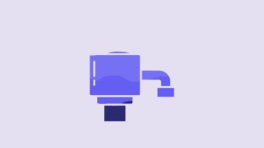Blue Mechanical pump for bottled water icon isolated on purple background. 4K Video motion graphic animation.