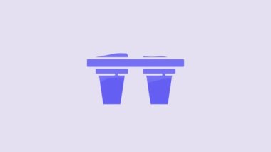 Blue Water filter icon isolated on purple background. System for filtration of water. Reverse osmosis system. 4K Video motion graphic animation.