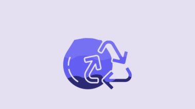 Blue Recycle clean aqua icon isolated on purple background. Drop of water with sign recycling. 4K Video motion graphic animation.