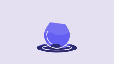 Blue Water drop icon isolated on purple background. 4K Video motion graphic animation.