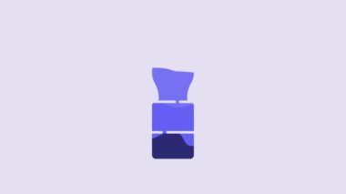 Blue Bottle of water icon isolated on purple background. Soda aqua drink sign. 4K Video motion graphic animation.