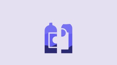 Blue Bottles of wine icon isolated on purple background. 4K Video motion graphic animation.
