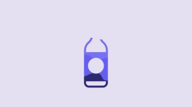 Blue Beer bottle icon isolated on purple background. 4K Video motion graphic animation.