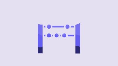 Blue Abacus icon isolated on purple background. Traditional counting frame. Education sign. Mathematics school. 4K Video motion graphic animation.