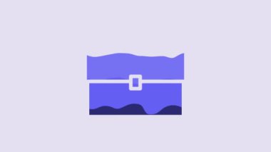 Blue School backpack icon isolated on purple background. 4K Video motion graphic animation.