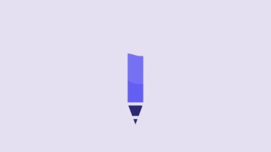 Blue Pencil with eraser icon isolated on purple background. Drawing and educational tools. School office symbol. 4K Video motion graphic animation.
