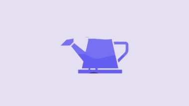 Blue Watering can icon isolated on purple background. Irrigation symbol. 4K Video motion graphic animation.
